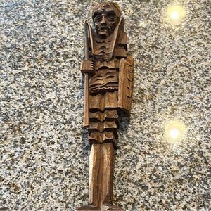 Handcrafted Brown carved Wooden Sculpture